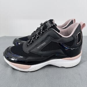 Skechers Street Essential High Strides Womens 8.5 Black Pink 155028 BLK